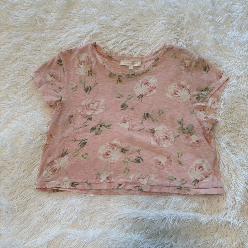 LoveShackFancy Victorian Rose Hero Rubin Crop Top In Pink